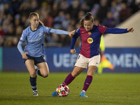 Jess Park #16 of Manchester City W.F.C. tackles the opponent during the UEFA Women's Champions League Group D match between Manchester City...