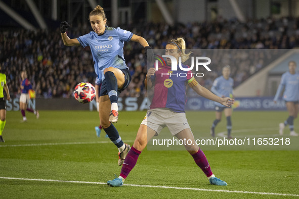 During the UEFA Women's Champions League Group D match between Manchester City and FC Barcelona at the Joie Stadium in Manchester, England,...