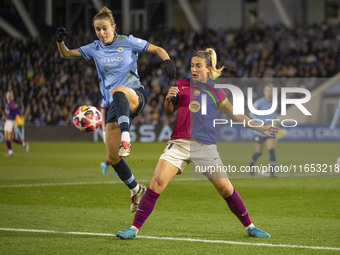 During the UEFA Women's Champions League Group D match between Manchester City and FC Barcelona at the Joie Stadium in Manchester, England,...