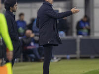 Manchester City W.F.C. manager Gareth Taylor gesticulates during the UEFA Women's Champions League Group D match between Manchester City and...