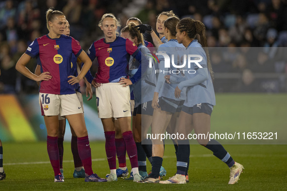 Fridolina Rolfo #16 of FC Barcelona participates in the UEFA Women's Champions League Group D match between Manchester City and FC Barcelona...