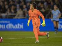 Ayaka Yamashita, number 31 and goalkeeper for Manchester City W.F.C., participates in the UEFA Women's Champions League Group D match betwee...