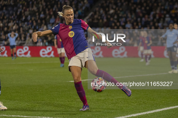 Fridolina Rolfo #16 of FC Barcelona participates in the UEFA Women's Champions League Group D match between Manchester City and FC Barcelona...