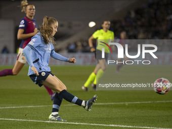 Jess Park, number 16 of Manchester City W.F.C., participates in the UEFA Women's Champions League Group D match between Manchester City and...