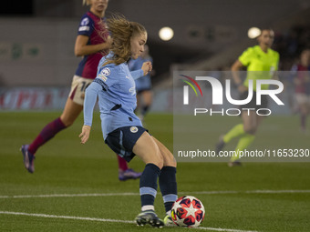 Jess Park, number 16 of Manchester City W.F.C., participates in the UEFA Women's Champions League Group D match between Manchester City and...