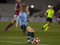 Jess Park, number 16 of Manchester City W.F.C., participates in the UEFA Women's Champions League Group D match between Manchester City and...