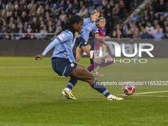 Khadija Shaw #21 of Manchester City W.F.C. participates in the UEFA Women's Champions League Group D match between Manchester City and FC Ba...