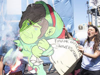 Students demonstrate in the Argentine national congress against the university financing law in Buenos Aires, Argentina, on October 9, 2024....