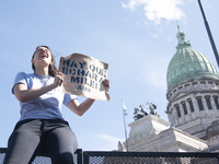 Students demonstrate in the Argentine national congress against the university financing law in Buenos Aires, Argentina, on October 9, 2024....