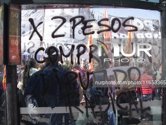 Students demonstrate in the Argentine national congress against the university financing law in Buenos Aires, Argentina, on October 9, 2024....