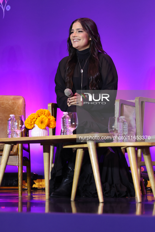 Sofia Garza attends a press conference to promote Coco in concert: a party to remember at Hotel St. Regis in Mexico City, Mexico, on October...