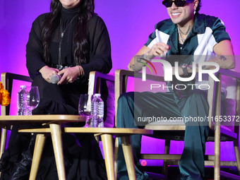 Sofia Garza and Mario Bautista attend a press conference to promote Coco in Concert: A Party to Remember at Hotel St. Regis in Mexico City,...