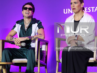 Mario Bautista and Angelica Vale attend a press conference to promote Coco in concert: a party to remember at Hotel St. Regis in Mexico City...