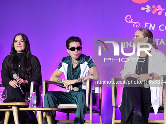 Sofia Garza, Mario Bautista, and Angelica Vale attend a press conference to promote Coco in Concert: A Party to Remember at Hotel St. Regis...