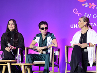 Sofia Garza, Mario Bautista, and Angelica Vale attend a press conference to promote Coco in Concert: A Party to Remember at Hotel St. Regis...