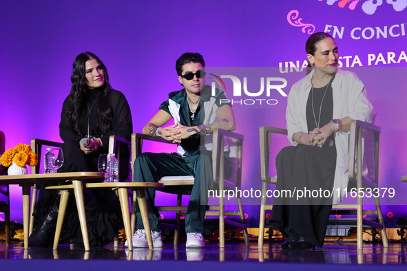 Sofia Garza, Mario Bautista, and Angelica Vale attend a press conference to promote Coco in Concert: A Party to Remember at Hotel St. Regis...