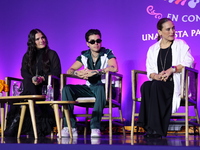 Sofia Garza, Mario Bautista, and Angelica Vale attend a press conference to promote Coco in Concert: A Party to Remember at Hotel St. Regis...