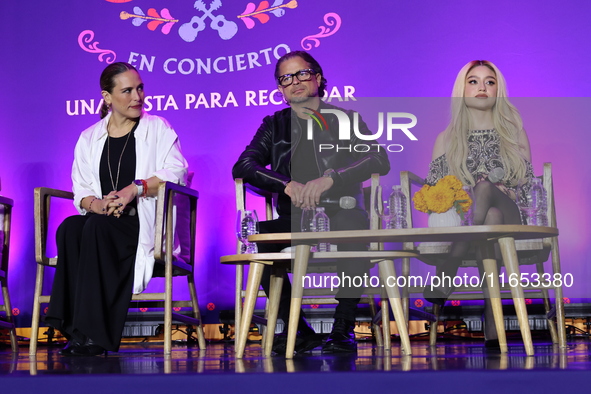 Angelica Vale, Chacho Gaytan, and Karol Sevilla attend a press conference to promote Coco in Concert: A Party to Remember at Hotel St. Regis...