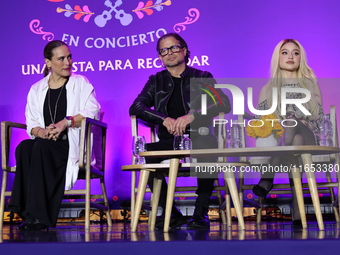 Angelica Vale, Chacho Gaytan, and Karol Sevilla attend a press conference to promote Coco in Concert: A Party to Remember at Hotel St. Regis...