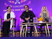 Angelica Vale, Chacho Gaytan, and Karol Sevilla attend a press conference to promote Coco in Concert: A Party to Remember at Hotel St. Regis...