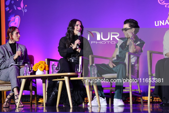 Sofia Garza and Mario Bautista attend a press conference to promote Coco in Concert: A Party to Remember at Hotel St. Regis in Mexico City,...