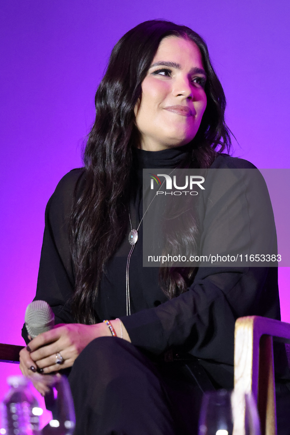 Sofia Garza attends a press conference to promote Coco in concert: a party to remember at Hotel St. Regis in Mexico City, Mexico, on October...