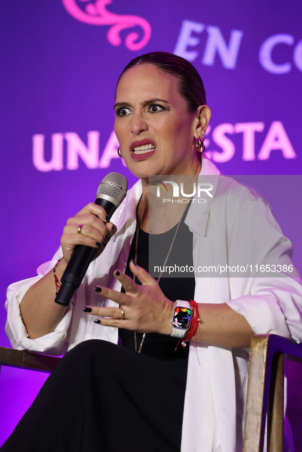 Angelica Vale attends a press conference to promote Coco in Concert: A Party to Remember at Hotel St. Regis in Mexico City, Mexico, on Octob...