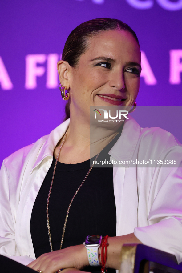 Angelica Vale attends a press conference to promote Coco in Concert: A Party to Remember at Hotel St. Regis in Mexico City, Mexico, on Octob...