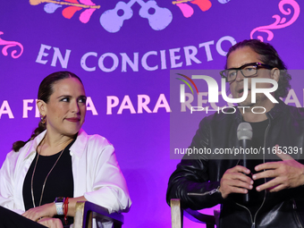 Angelica Vale and Chacho Gaytan attend a press conference to promote Coco in Concert: A Party to Remember at Hotel St. Regis in Mexico City,...