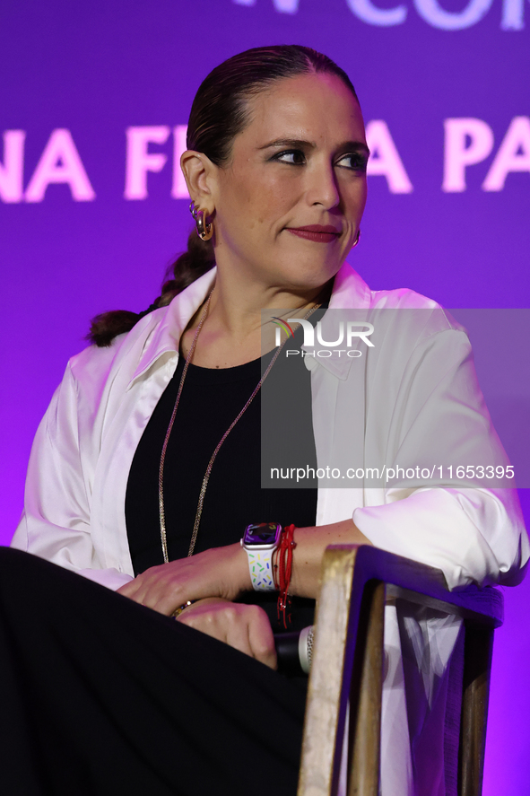 Angelica Vale attends a press conference to promote Coco in Concert: A Party to Remember at Hotel St. Regis in Mexico City, Mexico, on Octob...