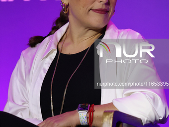 Angelica Vale attends a press conference to promote Coco in Concert: A Party to Remember at Hotel St. Regis in Mexico City, Mexico, on Octob...