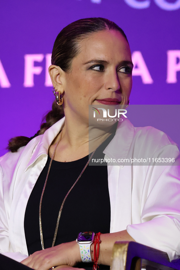 Angelica Vale attends a press conference to promote Coco in Concert: A Party to Remember at Hotel St. Regis in Mexico City, Mexico, on Octob...