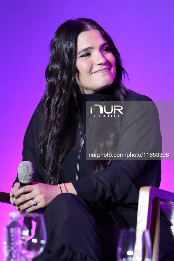 Sofia Garza attends a press conference to promote Coco in concert: a party to remember at Hotel St. Regis in Mexico City, Mexico, on October...