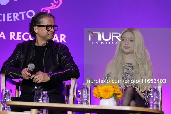 Chacho Gaytan and Karol Sevilla attend a press conference to promote Coco in Concert: A Party to Remember at Hotel St. Regis in Mexico City,...