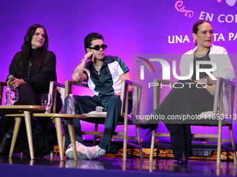 Sofia Garza, Mario Bautista, and Angelica Vale attend a press conference to promote Coco in Concert: A Party to Remember at Hotel St. Regis...