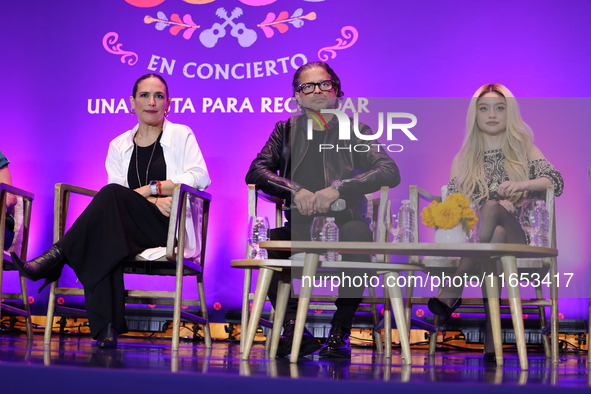 Angelica Vale, Chacho Gaytan, and Karol Sevilla attend a press conference to promote Coco in Concert: A Party to Remember at Hotel St. Regis...