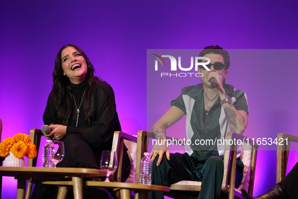 Sofia Garza and Mario Bautista attend a press conference to promote Coco in Concert: A Party to Remember at Hotel St. Regis in Mexico City,...