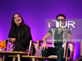 Sofia Garza and Mario Bautista attend a press conference to promote Coco in Concert: A Party to Remember at Hotel St. Regis in Mexico City,...