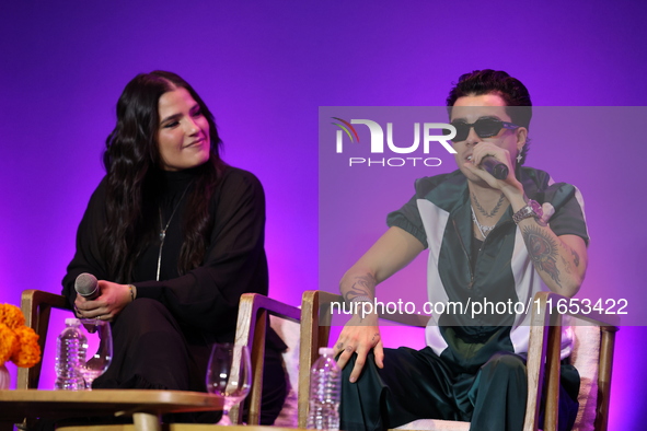 Sofia Garza and Mario Bautista attend a press conference to promote Coco in Concert: A Party to Remember at Hotel St. Regis in Mexico City,...