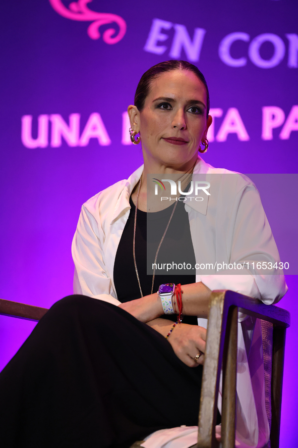 Angelica Vale attends a press conference to promote Coco in Concert: A Party to Remember at Hotel St. Regis in Mexico City, Mexico, on Octob...