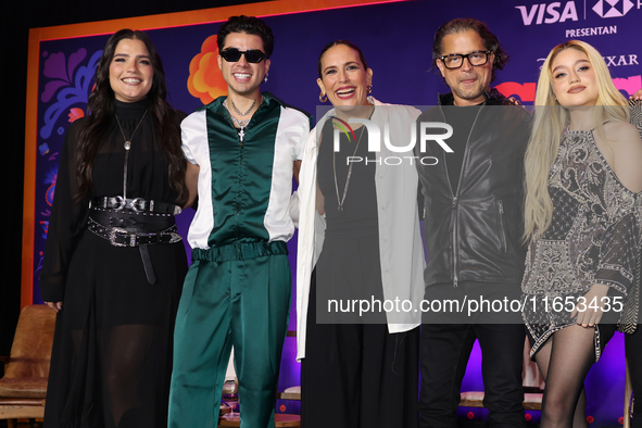 (L-R) Sofia Garza, Mario Bautista, Angelica Vale, Chacho Gaytan, and Karol Sevilla attend a press conference to promote Coco in Concert: A P...