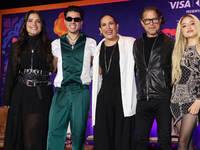 (L-R) Sofia Garza, Mario Bautista, Angelica Vale, Chacho Gaytan, and Karol Sevilla attend a press conference to promote Coco in Concert: A P...