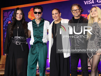 (L-R) Sofia Garza, Mario Bautista, Angelica Vale, Chacho Gaytan, and Karol Sevilla attend a press conference to promote Coco in Concert: A P...