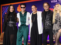 (L-R) Sofia Garza, Mario Bautista, Angelica Vale, Chacho Gaytan, and Karol Sevilla attend a press conference to promote Coco in Concert: A P...