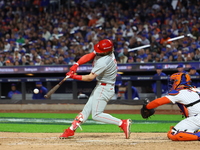 Bryce Harper #3 of the Philadelphia Phillies bats during the sixth inning in Game 4 of the baseball NL Division Series against the New York...