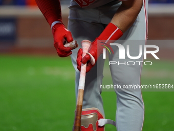 Philadelphia Phillies' Bryce Harper #3 prepares his bat while on deck during the fourth inning in Game 4 of the baseball NL Division Series...