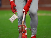 Philadelphia Phillies' Bryce Harper #3 prepares his bat while on deck during the fourth inning in Game 4 of the baseball NL Division Series...