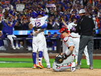 New York Mets player Francisco Lindor #12 rounds the bases after hitting a home run during the sixth inning in Game 4 of the baseball NL Div...