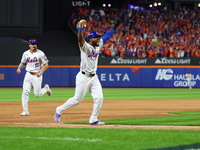 New York Mets' Starling Marte #6 rounds the bases on Francisco Lindor's grand slam home run during the sixth inning in Game 4 of the NLDS ag...