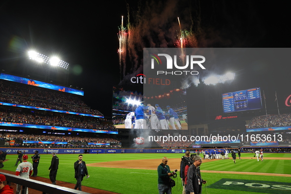 The New York Mets celebrate after their 4-1 win against the Philadelphia Phillies at Citi Field in Flushing, N.Y., on October 9, 2024. The M...